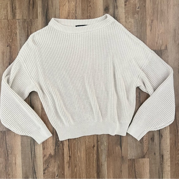 Brandy Melville Beige Rib Knit Neutral Sweater - Picture 1 of 6